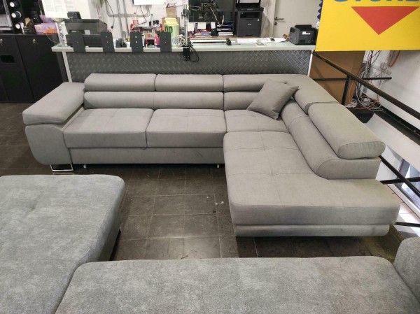 Sofa L Form Garnitur Couch Schlaffunktion ,Bettkasten und verstellbare  Kopfstützen, Wohnlandschaften